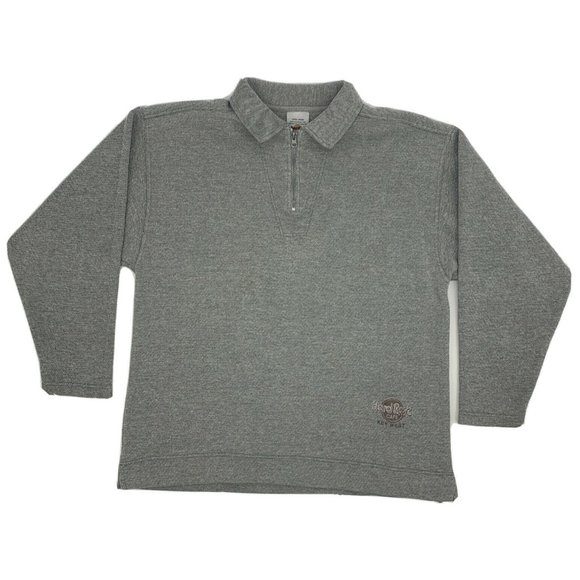 Men's Hard Rock Cafe Key West 1/4 Zip Pullover Sweater Gray Size L - Picture 1 of 10